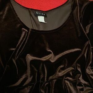 Olian Dark Brown Velvet Maxi Dress, Medium